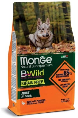 MONGE B-Wild Grain Free Adult ALL BREED Duck 2.5 kg Dry Adult Dog Food