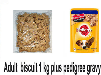 PEDIGREE Adult biscuit plue pedigree gravy - 1kg 1 kg (2x0.5 kg) Dry Adult Dog Food