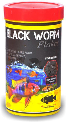 TUNAI STAR FARMS Black Worm Flakes 25grms / Nutritional Flake Food 0.025 kg Dry Adult, New Born, Senior, Young Fish Food