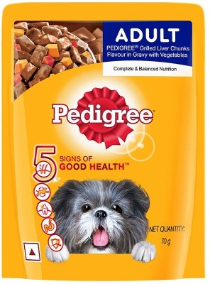 PEDIGREE Adult Grilled Liver Chunks In Gravy With Vegetables Wet Dog Food - 70g Chicken, Beef 0.07 kg Wet Adult Dog Food