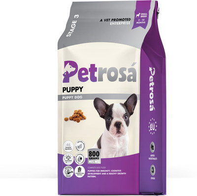Petrosa' Petrosa Mini Breed Puppy Dog Food, 2 to 10 Months, High Protein Growth, DHA, Chicken 0.8 kg Dry Young Puppy Food