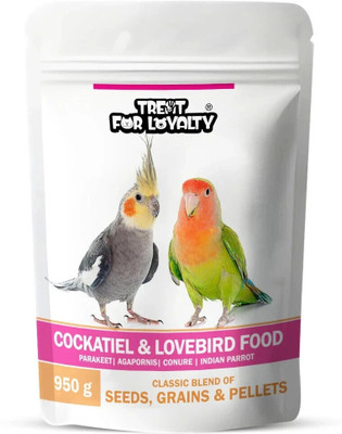 TREAT FOR LOYALTY Cockatiel & Lovebirds Food | Premium Seed Blend of Grains, Nuts & Fruit 0.95 kg Dry Adult, Young Bird Food