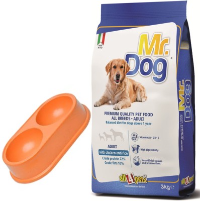 All4pets Mr.Dog 3kg Get Free Bamboo Bowl Large Size Chicken 3 kg Dry Adult Dog Food