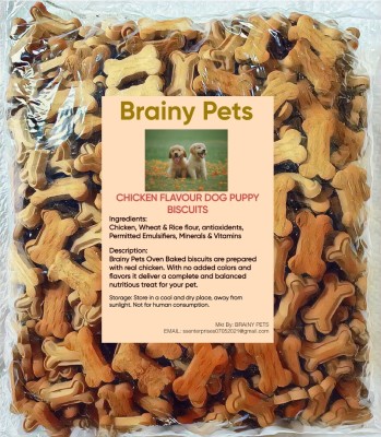 BRAINY PETS Dog Puppy Real Chicken Flavour Freshly Oven Baked Biscuits 250g Chicken 0.25 kg Dry Adult, Senior, Young Dog Food