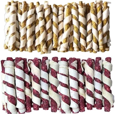 Slatters Be Royal Store Pet Food Rawhide Chew Spiral Munchy Twisted Stick Treat Dog Cat Puppy Meat 0.5 kg Dry Adult, New Born, Senior, Young Dog Food