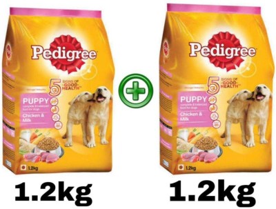 PEDIGREE 2.4KG Chicken Milk For Puppy Milk, Chicken 2.4 kg (2x1.2 kg) Dry New Born Dog Food