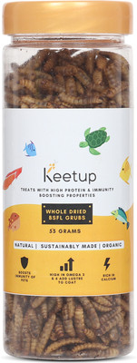 Keetup Dried Black Soldier Fly Larvae - Food for Arowana, Oscar & Carnivorous Fishes 0.055 kg Dry Adult, Young, New Born Fish Food
