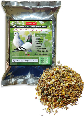 MASHKI MASHKI Bird Food for Pigeons & Doves | Seeds, Grains & Maize Blend Nuts, Oats 1 kg Dry Adult, New Born, Senior, Young Bird Food