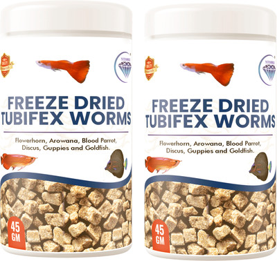Nitishree Freeze Dried Tubifex Worms 90g – High Protein for All Tropical, Marine & Turtles 0.09 kg (2x0.04 kg) Dry All Life Stages Fish Food