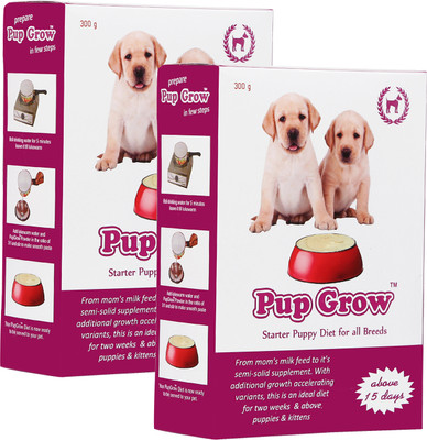 pup grow Puppy Feed & Health Supplement Diet to Fulfill Growth & Nutrients deficiency Vanilla 0.6 kg (2x0.3 kg) Dry New Born Dog & Cat Food