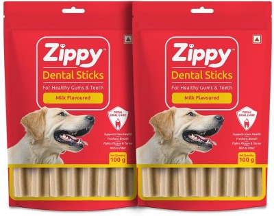 Zippy Dental Stick for Dogs 100gm Milk Chewing Sticks for Dog Oral Care Treats Milk 0.2 kg (2x0.1 kg) Dry Young Dog Food