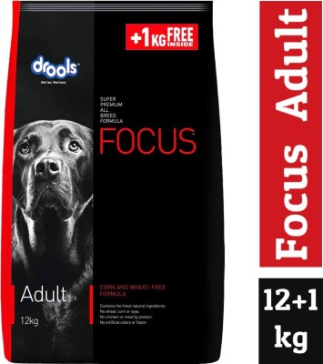 Drools Drools Focus Super Premium Adult 12 kg (1 kg Free inside) Chicken 12 kg Dry Adult, Senior Dog Food