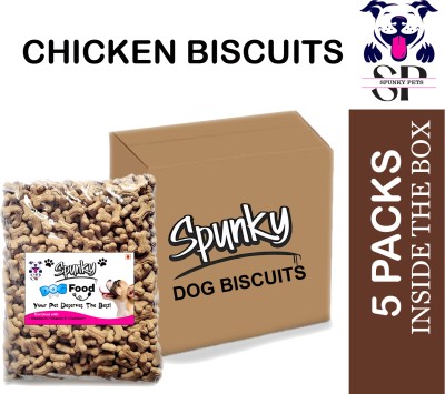 Spunky pets Treat Food _Oven Baked Chicken biscuits For Puppy & Adult Dogs_Made with real Chicken 4.5 kg (5x0.9 kg) Dry New Born, Young, Adult Dog Food