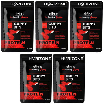 Horizone Elfins Colour Enhancing Special Guppy Bits Fish Food, 20G (Pack of 5) Fish 0.1 kg (5x0.02 kg) Dry Senior Fish Food