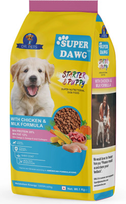 Dr.pets Dog Dry Food Puppy Chicken & Milk – 1 kg Chicken 1 kg Dry New Born, Young Dog Food