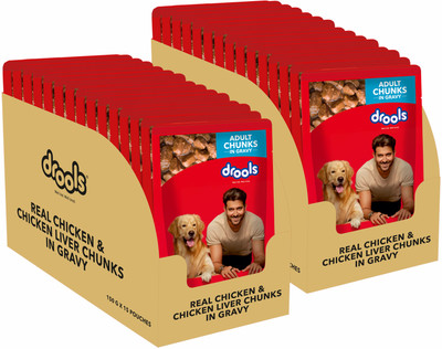 Drools Chicken Liver and Real Chicken 4.5 kg (30x0.15 kg) Wet Adult Dog Food