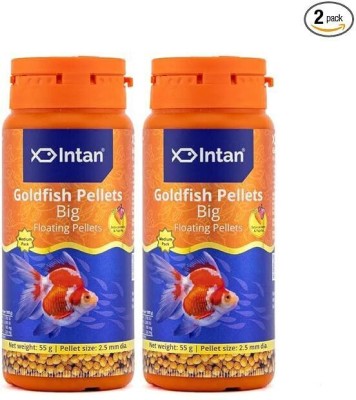 INTAN Goldfish Big Floating Pellets fish food for Fish |2.5 mm Dia, Big Pack of 2 0.11 kg (2x0.06 kg) Dry Adult Fish Food