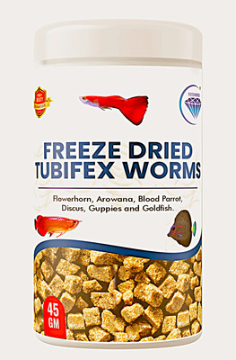 Nitishree Freeze Dried Tubifex Worms 45g – High Protein for All Tropical, Marine & Turtles 0.045 kg Dry All Life Stages Fish Food