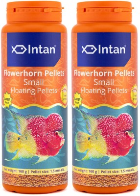 INTAN Flowerhorn Pellets Small Floating Pellet for Fish | Large Pack Pellet 1.5 mm Dia 0.32 kg (2x0.16 kg) Dry Adult Fish Food