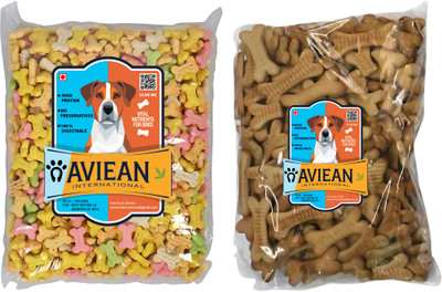 Aviean International Combo Pack {600gm*2}1.3kg(mix+adult)biscuits for Crunchy,chicken,mix Flavor Bacon, Chicken Dog Treat(1.2 kg, Pack of 2) Aviean International Combo Pack {600gm*2}1.3kg(mix+adult)biscuits for Crunchy,chicken,mix Flavor Bacon, Chicken Dog Treat(1.2 kg, Pack of 2)