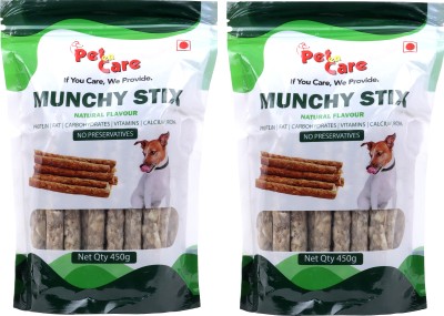 Pet En Care Dog Treat Munchy Sticks, Natural Flavor 450 GMS (Buy 1 Get 1 Free) Meat 0.9 kg (2x0.45 kg) Dry Adult Dog Food