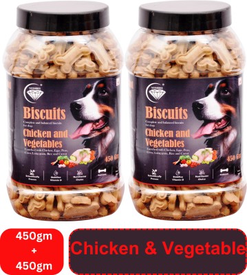 Nitishree Dog Treats Biscuit Real Chicken Flavour Food Pack of Two Total 900 gm Chicken 0.9 kg (2x0.45 kg) Dry Adult, New Born, Senior, Young Dog Food