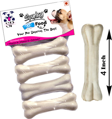 Unik SPUNKY PETS Calcium Pressed Bone 4 Piece, Bone Size 4 Inch_ Mutton Dog Chew(250 g, Pack of 1)