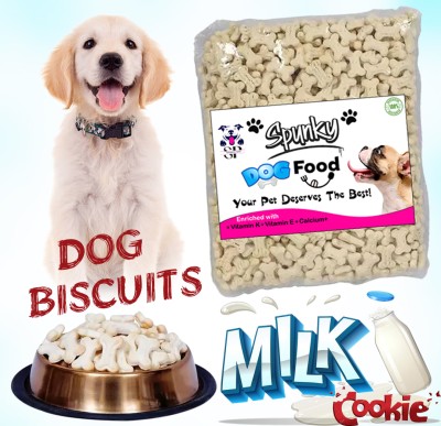 Spunky pets Dog Food Real Milk Dog Biscuits For Puppy Dogs & Adult Dogs _ 450g Milk 0.45 kg Dry New Born, Young, Adult Dog Food