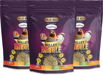Happy Wings Value Nest Millet Mingle Bird Food | Natural | Energy-Rich & Easily Digestible - 3 kg (3x1 kg) Dry Adult Bird Food