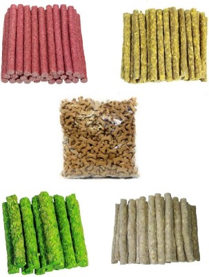 Blacknose Dog Chew Rawhide (4 Mix Munchy) Stick And Dog Biscuit Each - 200Gm Pack Chicken, Mutton, Mint, Lamb 1 kg (5x0.2 kg) Dry Adult, New Born, Senior, Young Dog Food