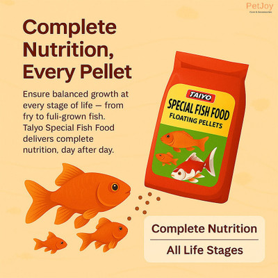 PetJoy Taiyo Special All Life Stages Fish Pellet Food 1/2 Kg 0.5 kg Dry Adult, Young Fish Food