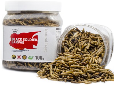 TUNAI Black Soldier Larvae Dry Fish Food for Flowerhorn, Arowana, Oscar Fish 0.1 kg Dry Adult, New Born, Senior, Young Fish Food