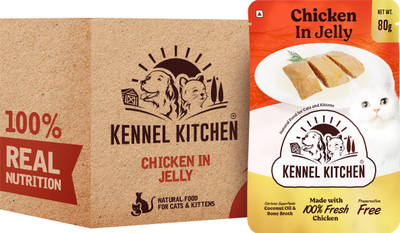 kennel kitchen Chicken in Jelly Chicken 0.96 kg (12x0.08 kg) Wet Adult, New Born, Senior, Young Cat Food