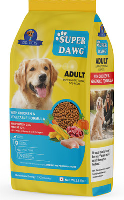 Dr.pets Dog Dry Food Adult Chicken & Vegetables – 2.8 kg Chicken 2.8 kg Dry Adult, Senior Dog Food
