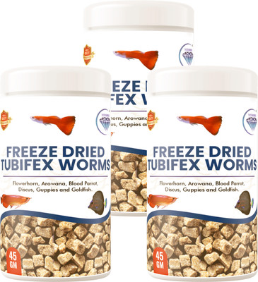Nitishree Freeze Dried Tubifex Worms 135g– High Protein for All Tropical, Marine & Turtles 0.135 kg (3x0.05 kg) Dry All Life Stages Fish Food
