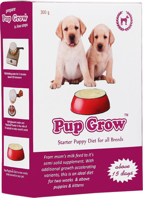 pup grow Puppy Starter Health Supplement Diet for all Breeds Vanilla 0.3 kg Dry New Born Dog & Cat Food