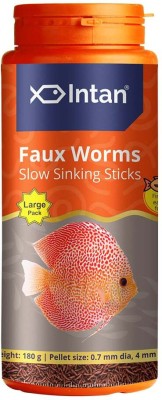 INTAN Faux Worm Sticks, Slow Sinking | Large Pack, Pellet 0.7 mm Dia, 4 mm Length, 0.18 kg Dry Adult, Young Fish Food