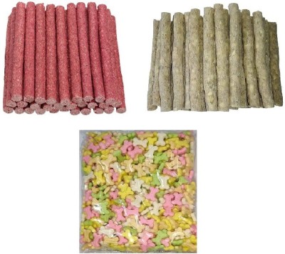 Blacknose Dog Chew Mutton & Natural Munchy Stick And Mix Biscuit Each - 100 Gm Pack Mutton, Lamb, Vegetable 0.3 kg (3x0.1 kg) Dry Adult, New Born, Senior, Young Dog Food