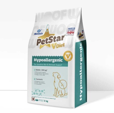 PetStar V Diet Hypoallergenic Food for Sensitive Skin & Stomach Support Food for Dogs Chicken 2 kg Dry Adult, Young Dog Food