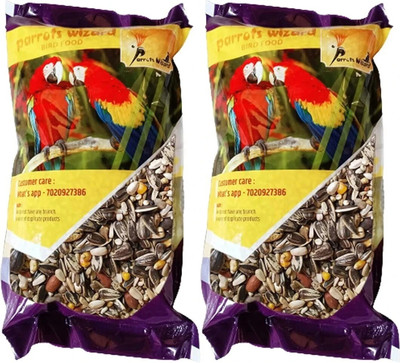 Parrots Wizard Big Parrot Food 32 Types of Seed Mix 0.9 kg (2x0.45 kg) Dry Adult Bird Food