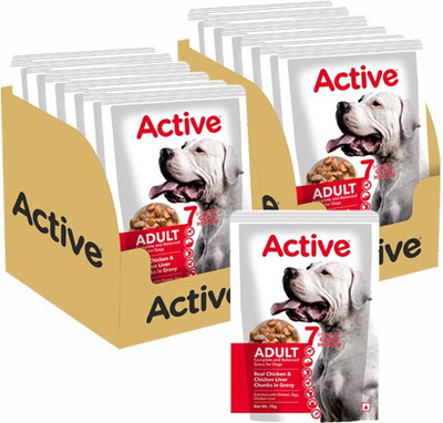 Active Gravy (16 X 70g) Wet Adult Dog, Chicken Liver Chunks and Real Chicken 1.12 kg Wet Adult Dog Food
