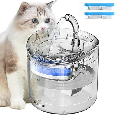 PARNER Cat Drinking Fountain Water Dispenser with Filter & Water (Transparent)(Plastic)