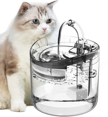 Qpets 1.8L Super Quiet Automatic Pet Drinking Fountain Plastic Pet Bowl(1.8 L Clear)