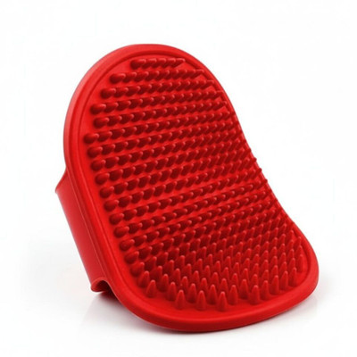 Puppy Pet Bathing Palm Glove | Pet Grooming Brush | Deshedding & Massage Shampoo scrubber Grooming Gloves for Dog & Cat, Horse, Cow, Donkey(Red, Fits All)