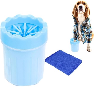 BlingPets Dog Paw Washer Cup,Pet Foot Washing Cup Soft Silicone Bristles foot washing Grooming Gloves for Cat, Dog(Blue, Medium)