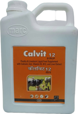 MARC Calvit-12- Poultry & Cattles Liquid Feed Supplement for Strong Muscle & Bones Pet Health Supplements(5 L)