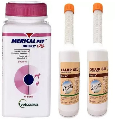 Vetoquinol CALUP GEL CALCIUM FOR COW with Merical Briskit Calcium and Phosphors Pet Health Supplements(3 Pieces)
