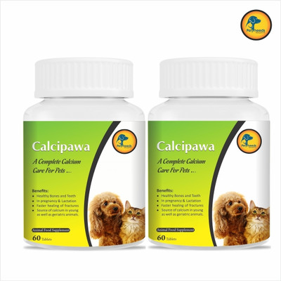 PETHEEDS Calcipawa Chewable Tablet 2 Pack containing Calcium,Phosphorus,Magnesium & VitD3 Pet Health Supplements(120 Pieces)