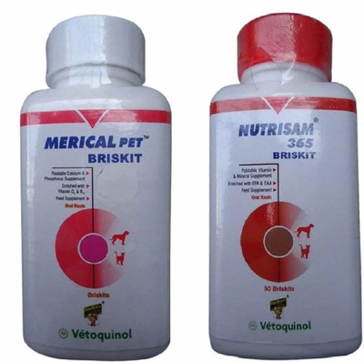 Vetoquinol Merical Pet Briskit Calcium and Phosphorus +NUTRISAM 365 BRISKIT Pet Health Supplements(110 Pieces) Vetoquinol Merical Pet Briskit Calcium and Phosphorus +NUTRISAM 365 BRISKIT Pet Health Supplements(110 Pieces)