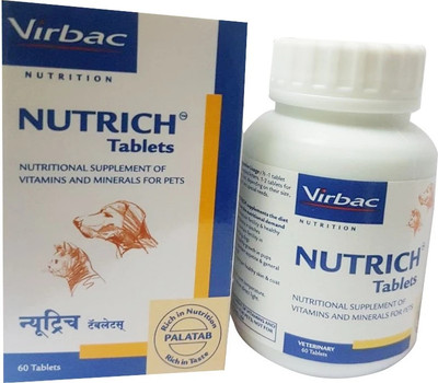 Virbac Nutrition Nutrich Tablets Supplement of vitamins And Minerals For Dog And Cat Pet Health Supplements(1 Pieces)